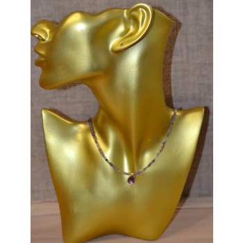 Naszyjnik handmade z fluorytu i ametystu